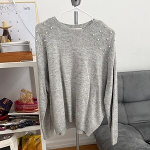 Gray Pearl-Embellished Women's Sweater from H&M